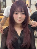 ザクザクレイヤー×ワインレッド