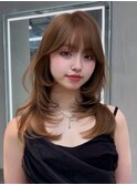大人ガーリーダークアッシュ20代30代40代ミディアムレイヤー