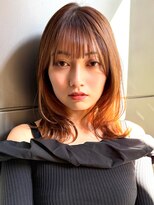 ローネス 銀座(LONESS)&nbsp;オレンジベージュレイヤーボブ外ハネレイヤー春カラー春ヘア銀座