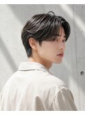メンズセンターパート 刈り上げなし ストレートヘア 髪質改善