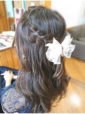 編み込みハーフアップ(*^ω^*)