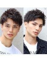 ネイビー(NAVY)&nbsp;メンズショート　パーマ強弱