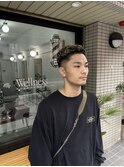 スキンフェードパーマオールバック