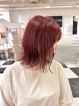 テテ(TETE) ロブ/切りっぱなしロブ/レッドカラー/チェリーレッド