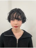 ヘアカラーグレージュアンブレラカラーショートボブ30代