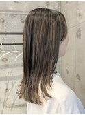 地毛にハイライトで作るグレージュカラー!福岡ハイライト