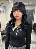 14688黒髪アッシュブラックレイヤーカット韓国風巻きワンカール