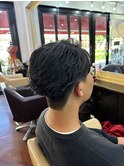 センターパート　フェザーパーマ　佐世保