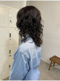 セミロングウルフパーマくびれレイヤーパーマ