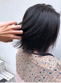 ブルージュカラー_マロンベージュ Aラインボブ かきあげ