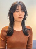 前髪長め フェイスレイヤー おくれ毛 韓国 原宿 表参道
