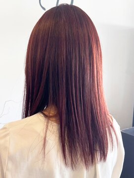 レポヘアー(Repos hair) 20代30代40代ピンクブラウン髪質改善カラー艶感セミロング