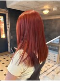 レッドカラー暖色カラーブリーチカラーダブルカラーケアブリーチ