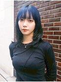 ロング顔周りレイヤー韓国ヘアウルフレイヤー美髪_ba552421