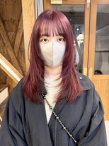 マニア(mania.)&nbsp;チェリーレッドブリーチダブルカラーレイヤーカットボルドー