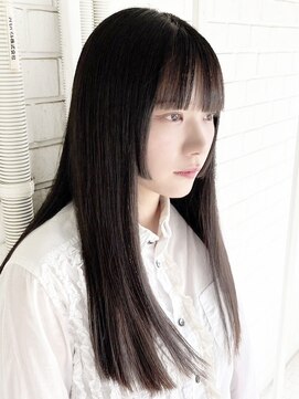 ルネラトーキョー(RUNERA TOKYO) 黒髪ロング姫カットぱっつん前髪ワイドバング