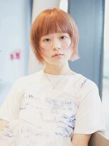 エムスラッシュ みなとみらい馬車道店(M SLASH)&nbsp;ボブレイヤー/レイヤーボブ/オレンジカラー/ぱっつん前髪/馬車道