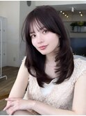 美髪レイヤーカット/くびれ巻き髪/ベージュカラー/縮毛矯正