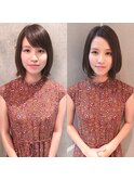 前髪エクステ20代30代大人ボブ 赤み消し艶感ココアブラウン