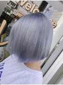 ホワイトシルバーアッシュ くすみブルー ミニウルフ
