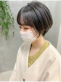 ショートボブ、ブルーブラック、丸みショート、ネイビーカラー