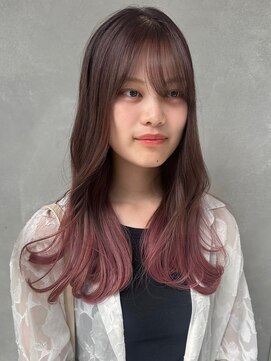 ガーデンヨコハマ(GARDEN YOKOHAMA) セミロング グラデーションカラー ピンク ブラウン 暖色