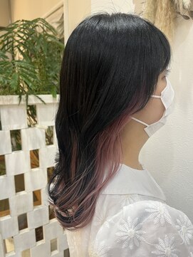 フゥカ 類家店(fuka) 八戸　インナーカラー　ペールピンク