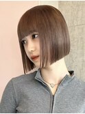 ミルクティーベージュダブルカラーインナーカラーショートボブ