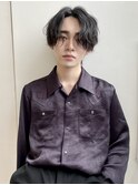 波巻きパーマ 縦落ちパーマ センター分け