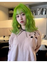 ニコフクオカヘアーメイク(NIKO Fukuoka Hair Make)&nbsp;ペールグリーン/キミドリカラー/ミディアムボブ