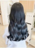 大人可愛い韓国風ブルーブラックブルージュヨシンモリヘア