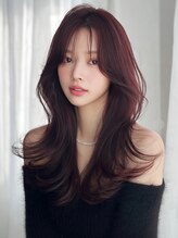 ローレンアンドパレード 並木坂店(Lauren&Parade)&nbsp;シースルーバング レイヤーカット ピンクブラウン 髪質改善