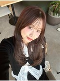 ミディアムレイヤーカットニュアンスカラー韓国風顔まわり