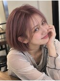 ハイトーンピンク×立体構成カット