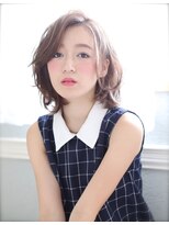 ノラ ヘアーサロン(NORA HAIR SALON)&nbsp;面長さんにもオススメ☆小顔斜めかき上げバンググレージュミディ