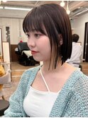 大人可愛い20代30代40代前下がりミニボブ×地毛風ダークアッシュ