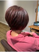 春のピンクグレージュショート