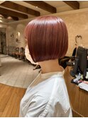 銀座/ミニボブ/ショートボブ/ピンク/ケアブリーチ/20代/30代