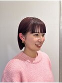 切りっぱなしボブ/暖色カラー/前髪/原宿神宮前