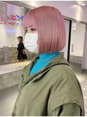 ボブ/ピンクベージュカラー/ブリーチ/ダブルカラー/原宿