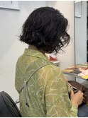 ボブパーマ切りっぱなし顔まわりレイヤーゆるふわ韓国