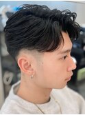 奈良men'sフェードフェザーパーマフェザーショート