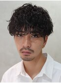 天神大名シャドウパーマメンズカットラウンドマッシュ30代
