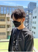 刈り上げかき上げツイスパ風　アップバング　コンマヘア