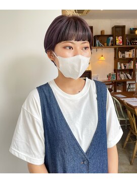ヘアーアイストゥーレ(HAIR ICI TRE) ショート インナーカラー ラベンダーカラー 担当渡辺聖