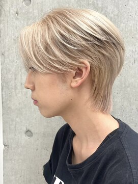 サンクマーケット 渋谷(cinq MARKET) 渋谷メンズブリーチカラーミルクティーベージュセンターパート