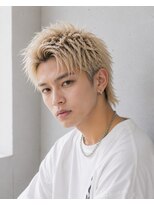 MEN's Baguz MEN'Sカット/ MEN'Sパーマ/ MEN'Sカラー ホワイトブロンド束感レイヤー韓国メンズショートハイトーン