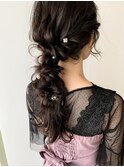 編み込みポニー_ローライトスリークボブ厚めバング_150