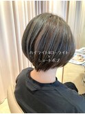 細めハイライト&ローライトミニボブショート/オリーブグレージュ