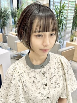 ステアケース 武蔵小杉店(stair:case) 【馬場】大人黒髪インナーカラーベージュ耳かけ丸みショートボブ